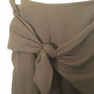 Black tie front wrap skirt
